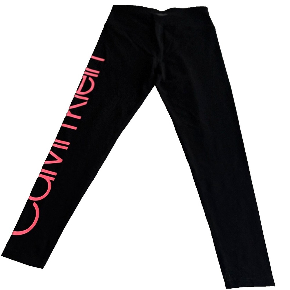 Calvin Klein Performance Stretch Women Blk/Pink Big Letter Cropped Legging Sz: M